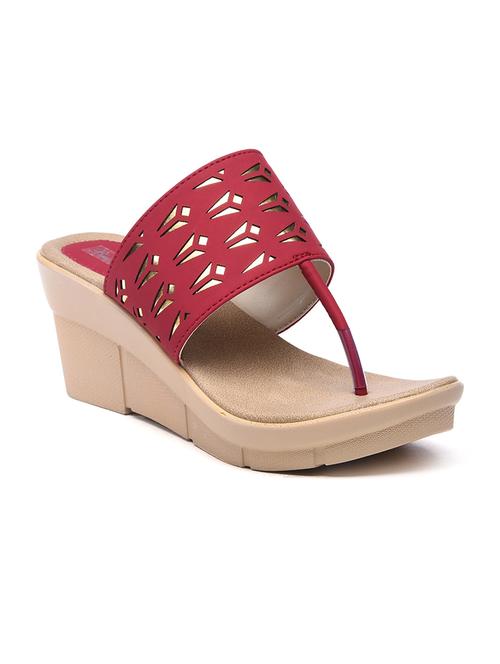 red t-strap wedge - 10288338 - Standard Image - 1