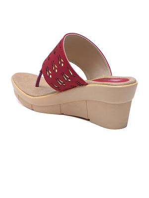 red t-strap wedge - 10288338 - Standard Image - 3