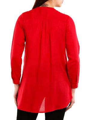 solid red viscose top - 10292688 - Standard Image - 3