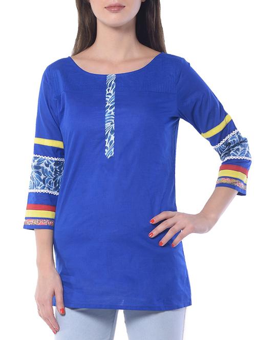 blue cotton regular top - 10293419 - Standard Image - 1