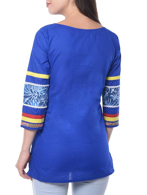 blue cotton regular top - 10293419 - Zoom Image - 3