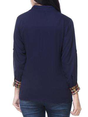 blue crepe regular shirt - 10302079 - Standard Image - 3