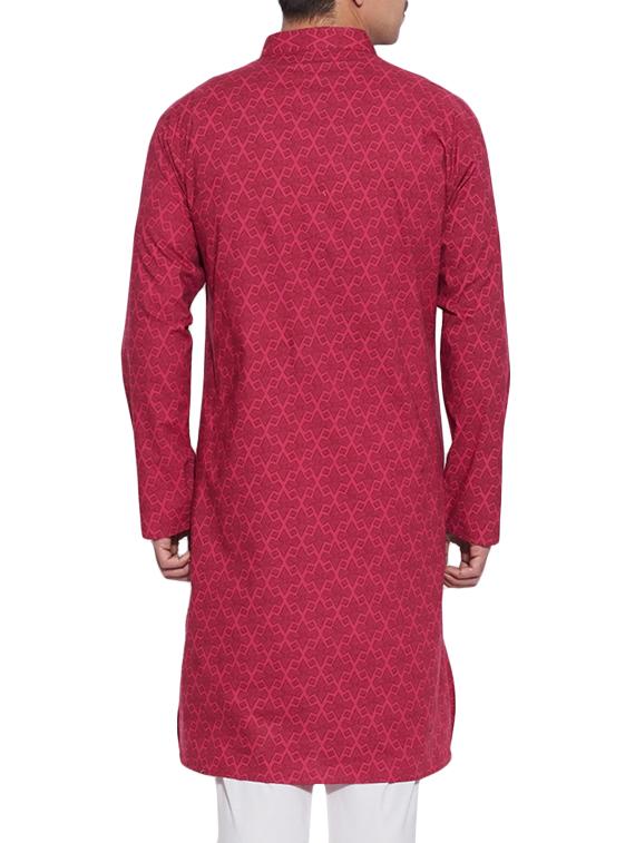 pink cotton long ethnic kurta - 10326541 - Zoom Image - 3