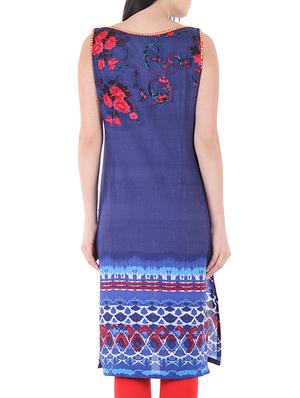 blue cotton kurta - 10342020 - Standard Image - 3