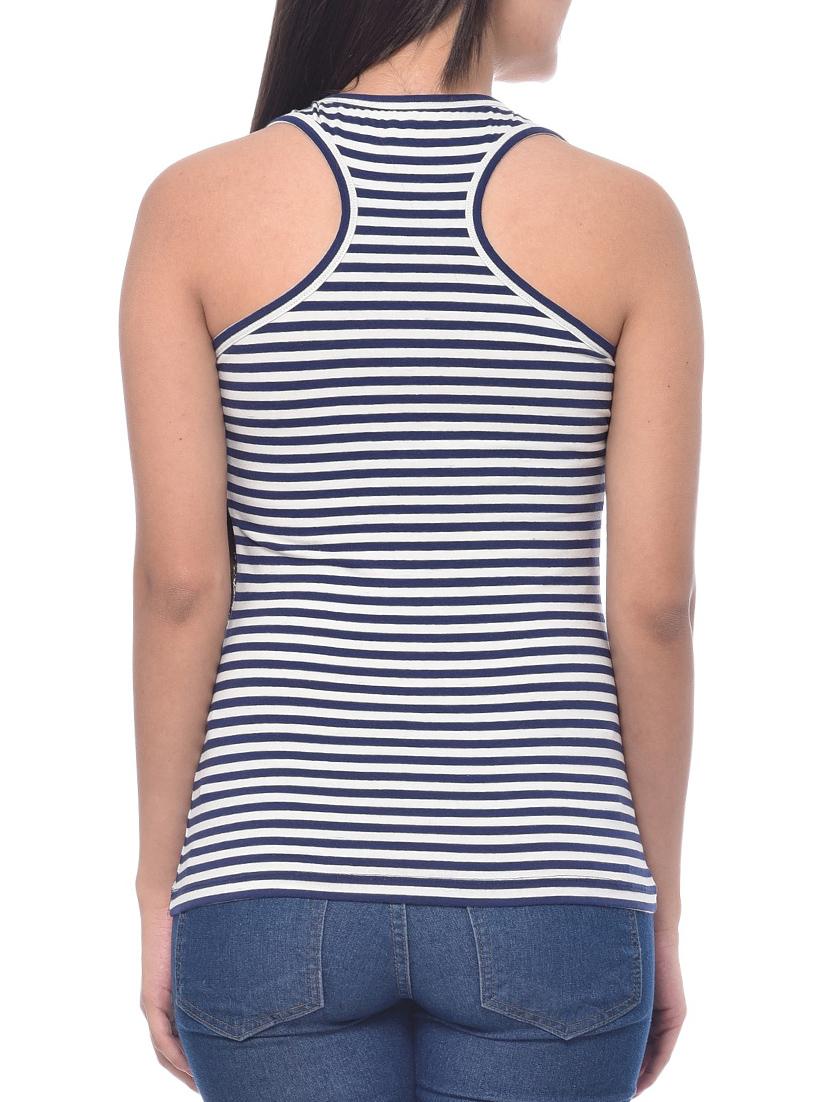 blue cotton lycra tank top top - 10346518 - Zoom Image - 3