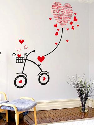 Wall Stickers Heart-shaped I Love You Kids Room Bicycle with String Decal Cute - 10357404 - Standard Image - 3