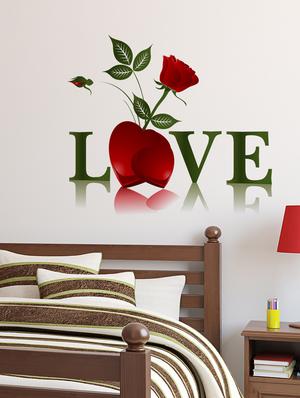 Wall Stickers LOVE Word and Red Rose Valentine's Day Bedroom Decal - 10357409 - Standard Image - 3