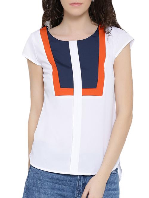 white poly crepe top - 10358520 - Standard Image - 1