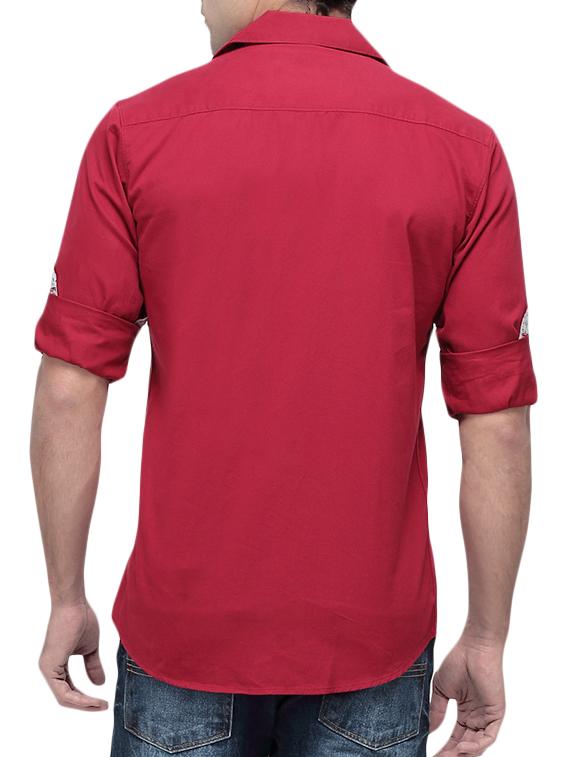 red cotton casual shirt - 10386910 - Zoom Image - 3