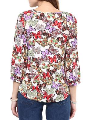 purple printed regular top - 10401663 - Standard Image - 3