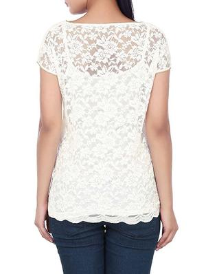 white cotton crop top - 10411657 - Standard Image - 3