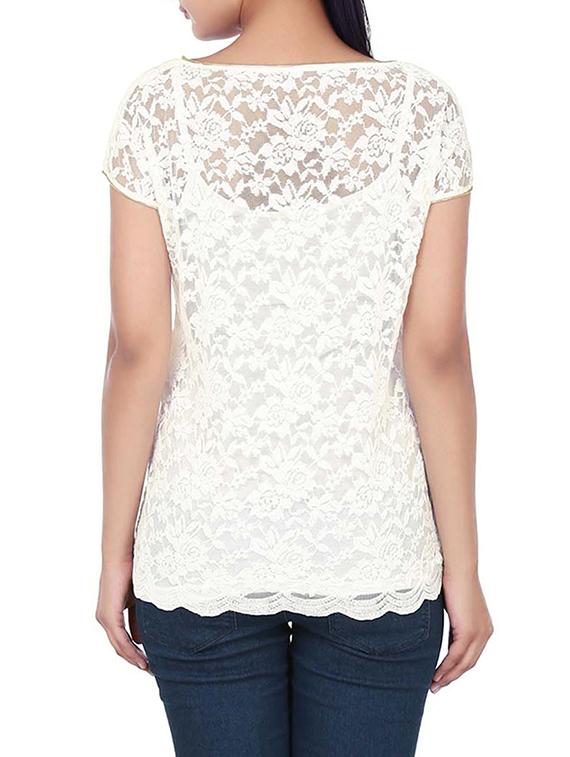 white cotton crop top - 10411657 - Zoom Image - 3