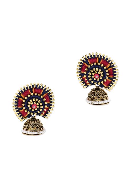 multicoloured embellished and embroidered jhumkas - 10415841 - Very Small Image - 1