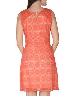 orange cotton fit & flare dress - 10417736 - Standard Image - 3