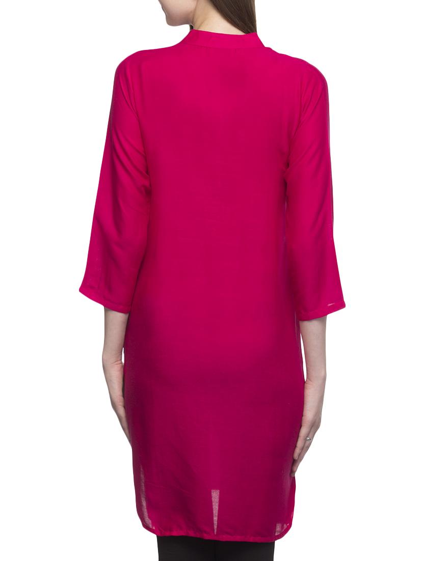 pink rayon straight kurta - 10421655 - Zoom Image - 3