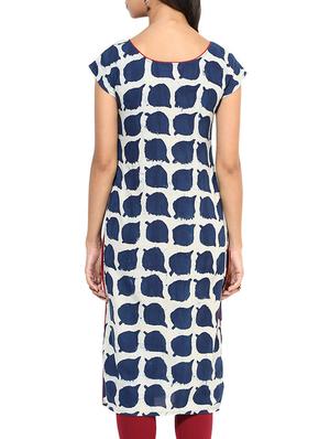 blue,white cotton kurta - 10442833 - Standard Image - 3
