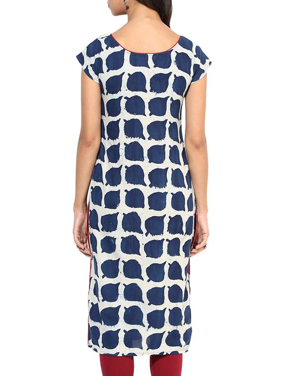 blue,white cotton kurta - 10442833 - Zoom Image - 3