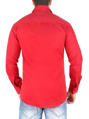 red cotton casual shirt - 10449245 - Standard Image - 3