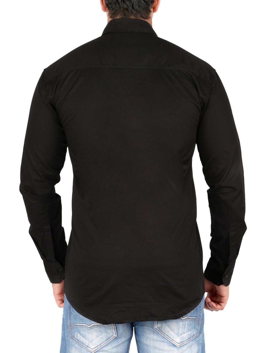 black cotton casual shirt - 10449248 - Zoom Image - 3
