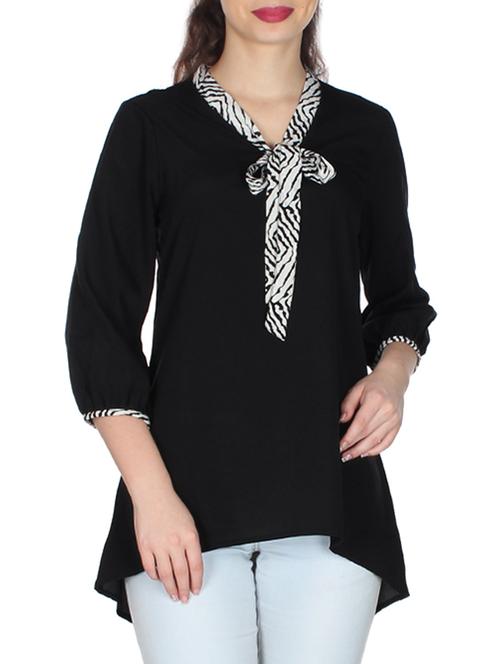 black georgette assymmetric top - 10449461 - Standard Image - 1