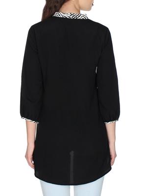 black georgette assymmetric top - 10449461 - Standard Image - 3