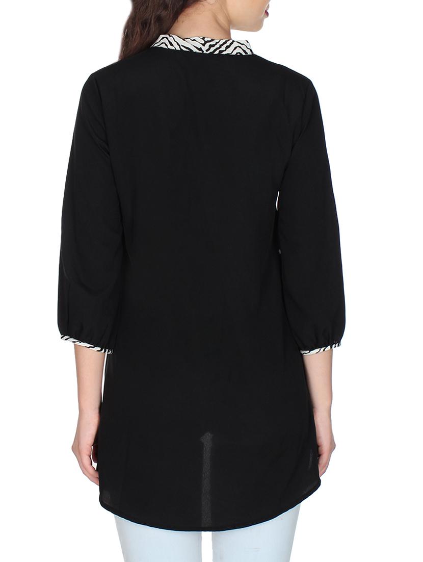 black georgette assymmetric top - 10449461 - Zoom Image - 3