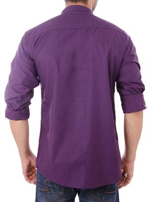purple cotton casual shirt - 10454764 - Standard Image - 3