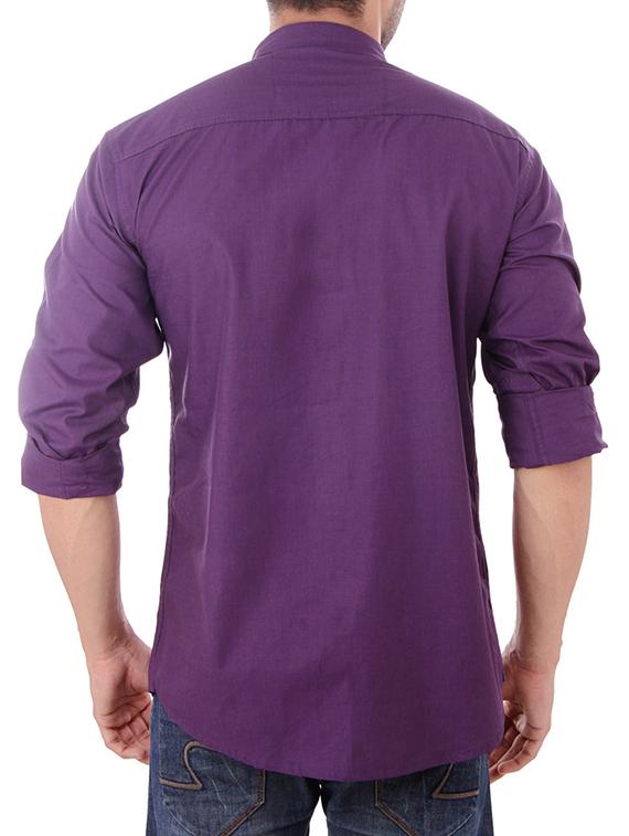 purple cotton casual shirt - 10454764 - Zoom Image - 3