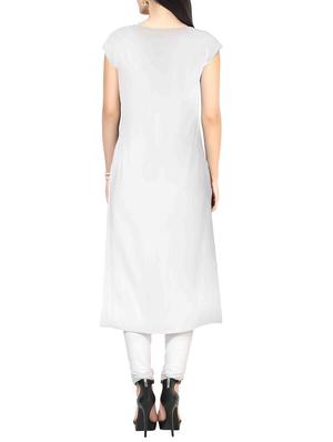 White Faux Crepe kurta - 10457507 - Standard Image - 3