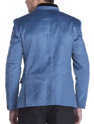 blue velvet casual blazer - 10476354 - Standard Image - 3