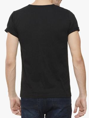 Black cotton color block t-shirt - 10481299 - Standard Image - 3