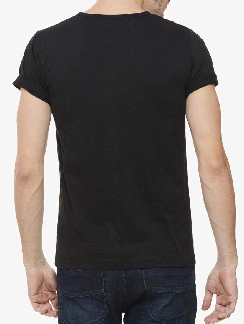 Black cotton color block t-shirt - 10481299 - Zoom Image - 3