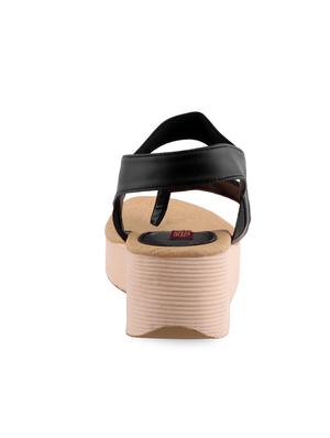 black leatherette wedges - 10502868 - Standard Image - 3