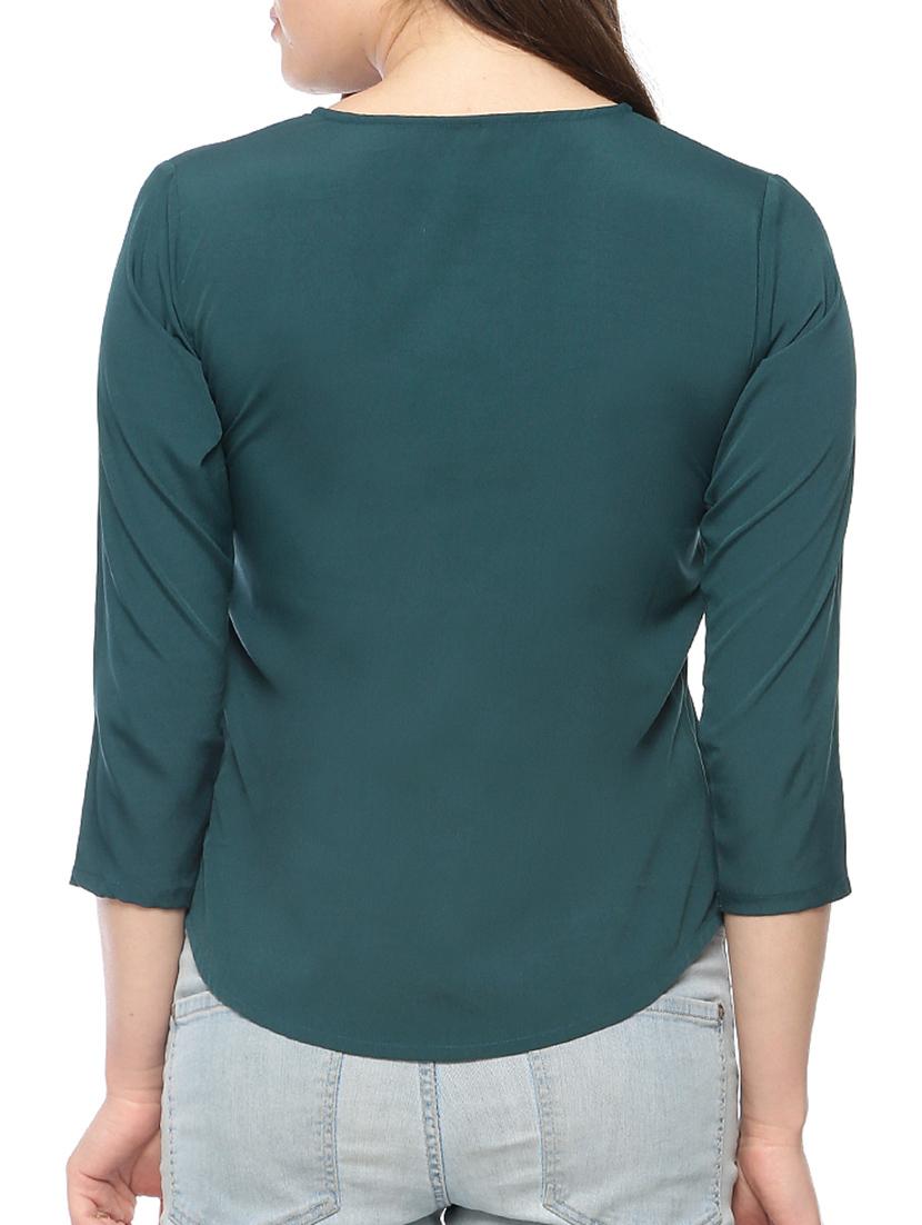 green poly crepe top - 10528196 - Zoom Image - 3