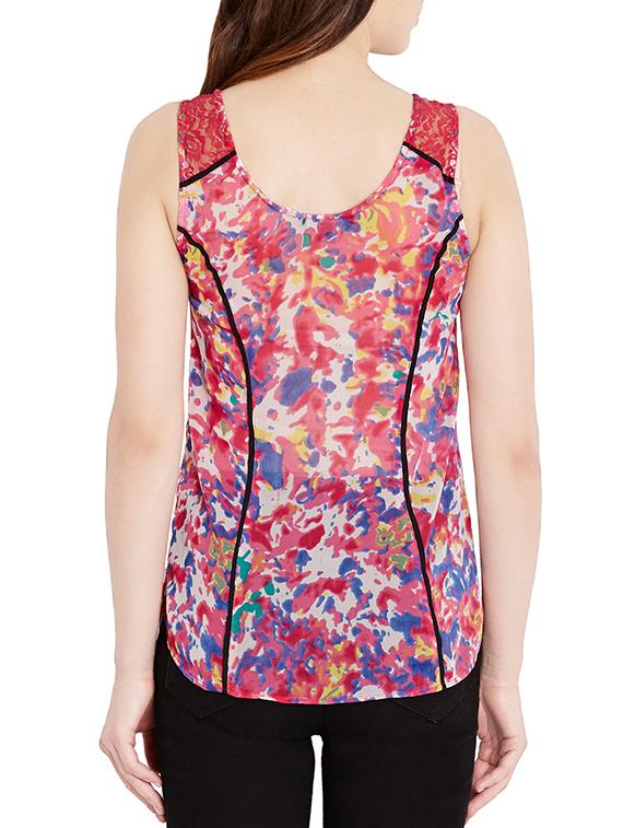 pink printed georgette top - 10549137 - Zoom Image - 3