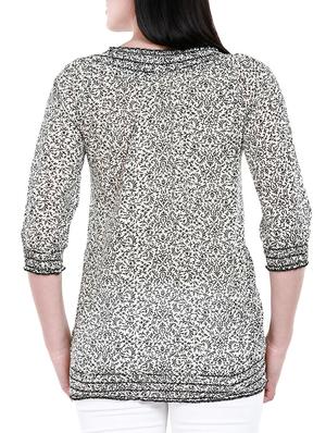black & white cotton floral printed top - 10551019 - Standard Image - 3