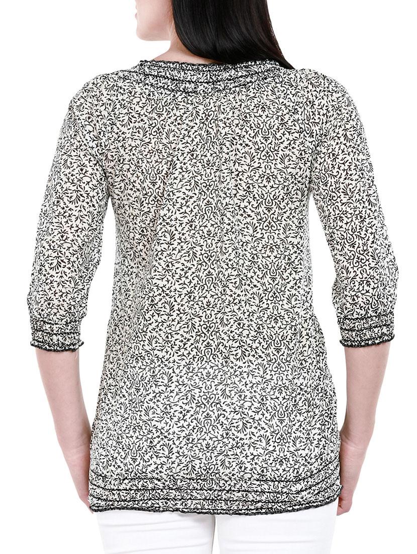 black & white cotton floral printed top - 10551019 - Zoom Image - 3