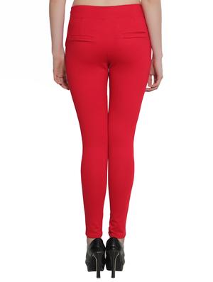 red polyester blend jeggings - 10551147 - Standard Image - 3