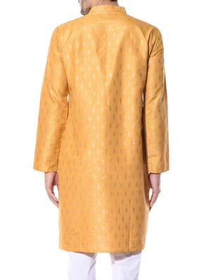 yellow dupion printed long kurta - 10551781 - Standard Image - 3