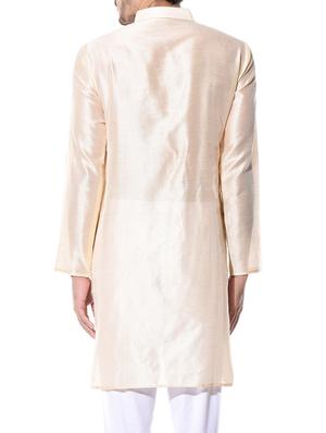 solid cream dupion kurta - 10551793 - Standard Image - 3