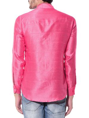 pink matka silk casual shirt - 10551815 - Standard Image - 3