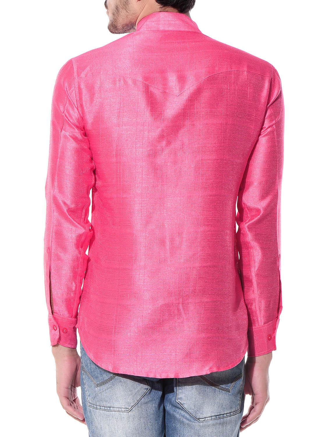 pink matka silk casual shirt - 10551815 - Zoom Image - 3