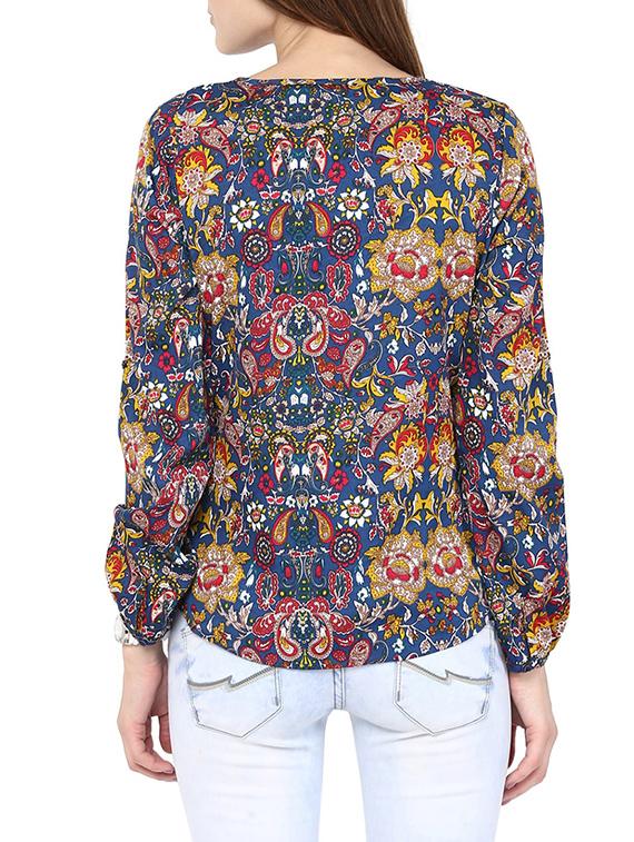 blue crepe top - 10570510 - Zoom Image - 3