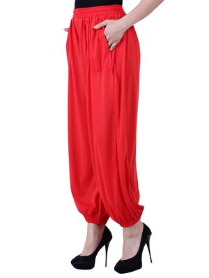 red & black viscose harem pants - 10571575 - Standard Image - 6