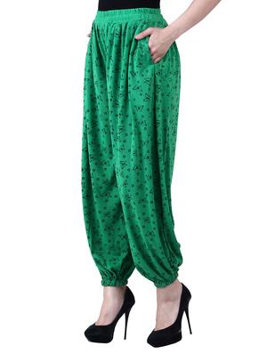 green & beige viscose harem pants - 10571588 - Standard Image - 3