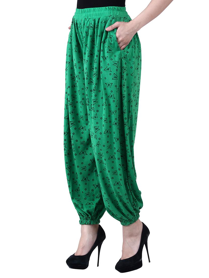 green & beige viscose harem pants - 10571588 - Zoom Image - 3