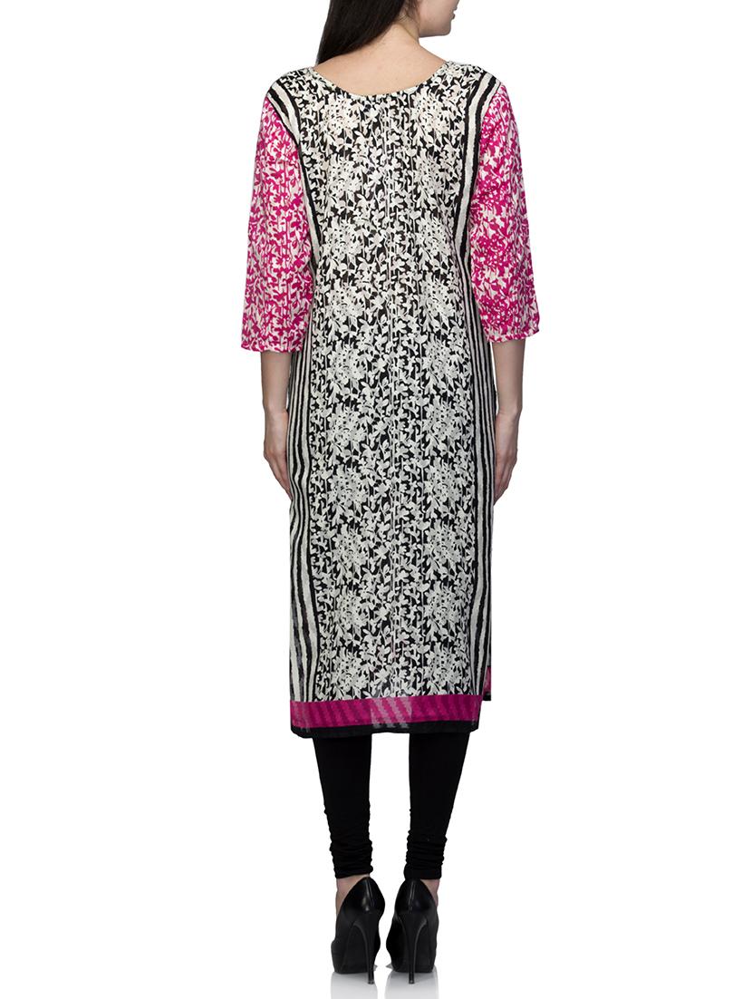 pink cotton straight kurta - 10577703 - Zoom Image - 3