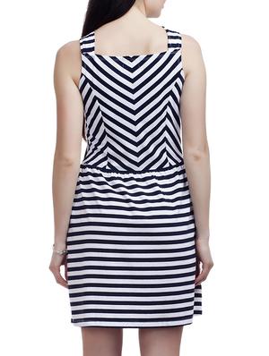peptrends navy,white viscose dresses - 10578296 - Standard Image - 3