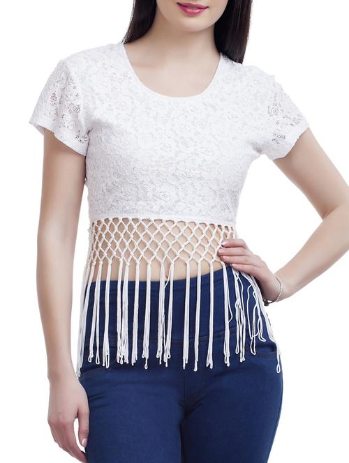 fringe lace trim detail tops - 10578301 - Standard Image - 1