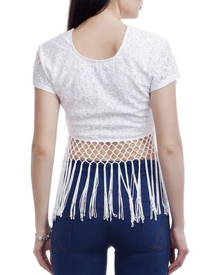fringe lace trim detail tops - 10578301 - Standard Image - 3